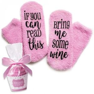 New! GIFT! Bring Me Some Wine Fuzzy Slipper Socks